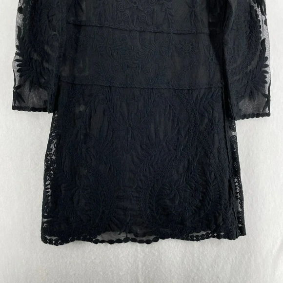 Express Dress Women's Sz Small Solid Black Lace Lined Scoop Neckline Embroidered - Picture 8 of 13